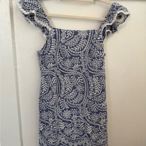 Alice + Olivia Blue and White Floral Lace Mini Dress
